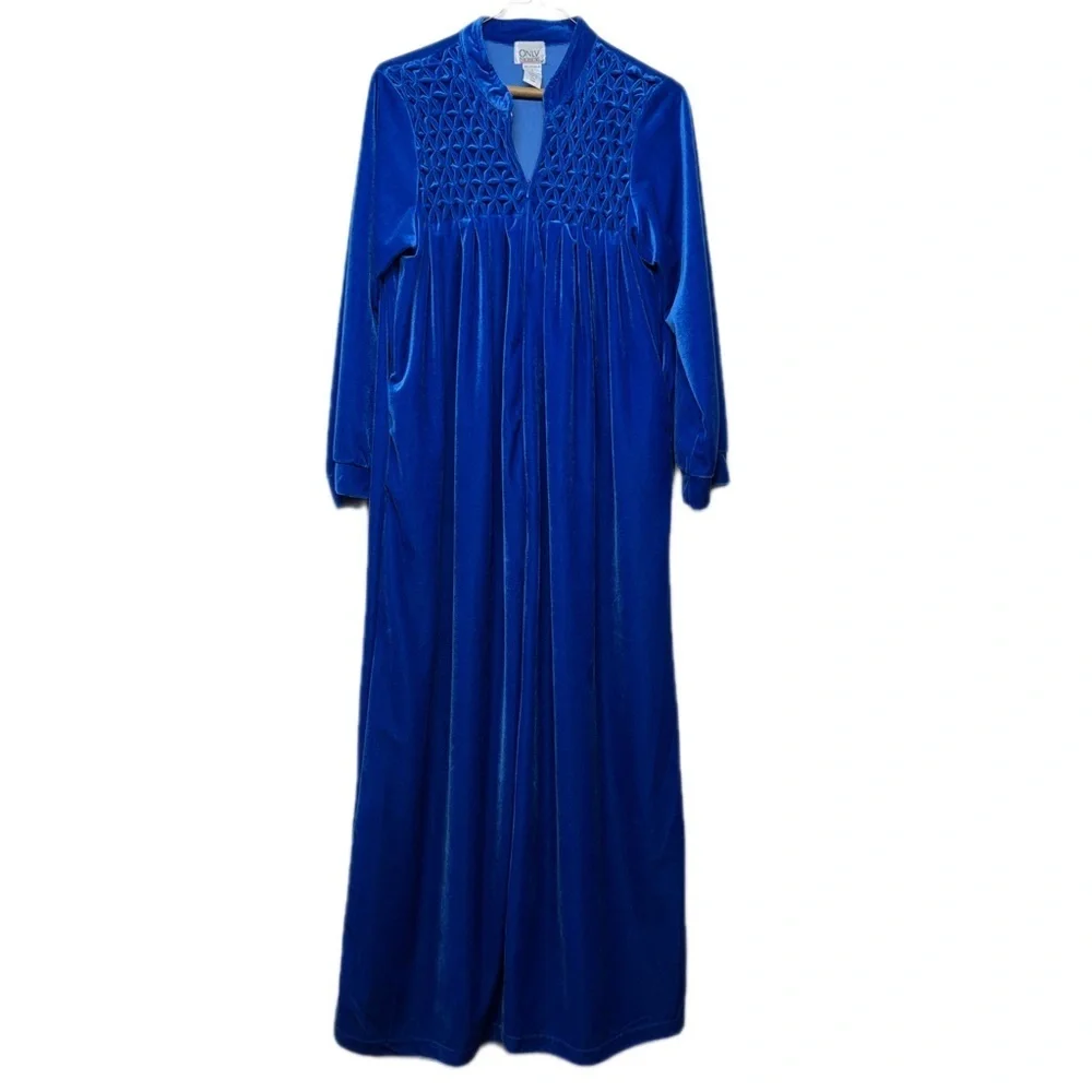 Only Necessities Cobalt Blue Velour Robe